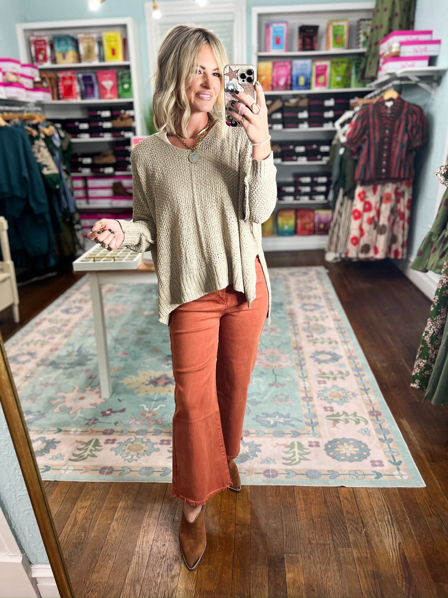 Why Not Dolman Sleeve Sweater Top - Lt. Mocha