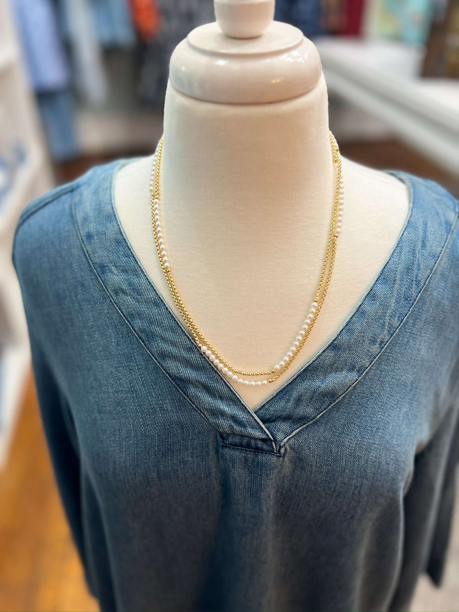 Golden Pearl Layered Necklace