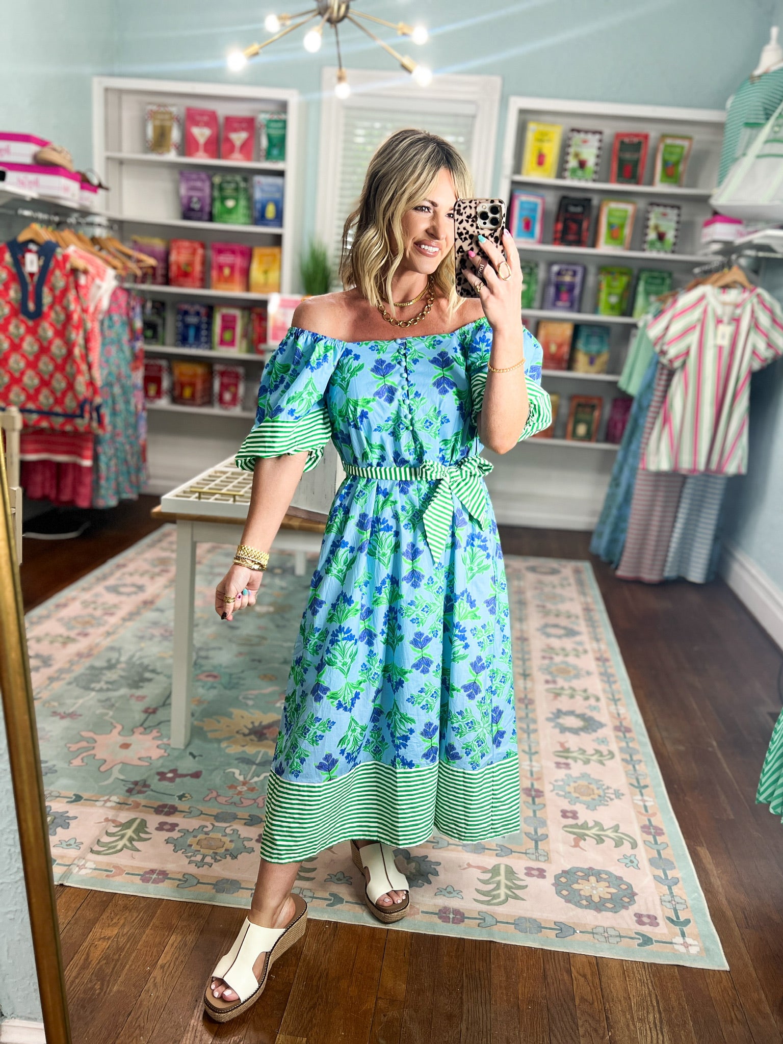 Something Special Botanical Print Midi Dress - Blue