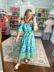 Something Special Botanical Print Midi Dress - Blue