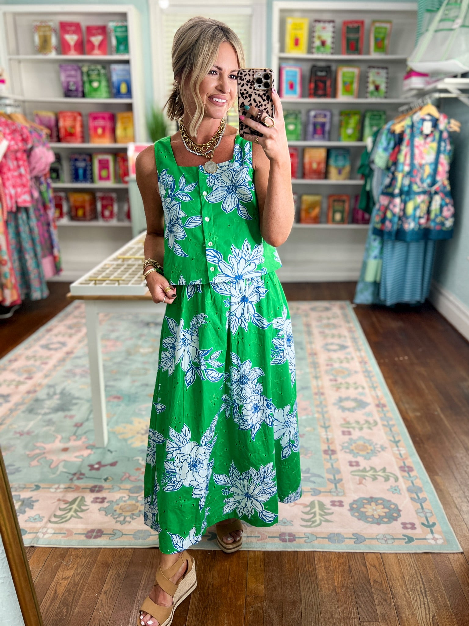 Flower Market MIDI SKIRT - Green