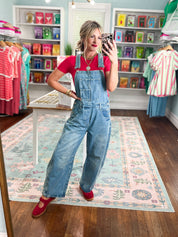 Just Ask Mineral Washed Barrel Leg Overalls