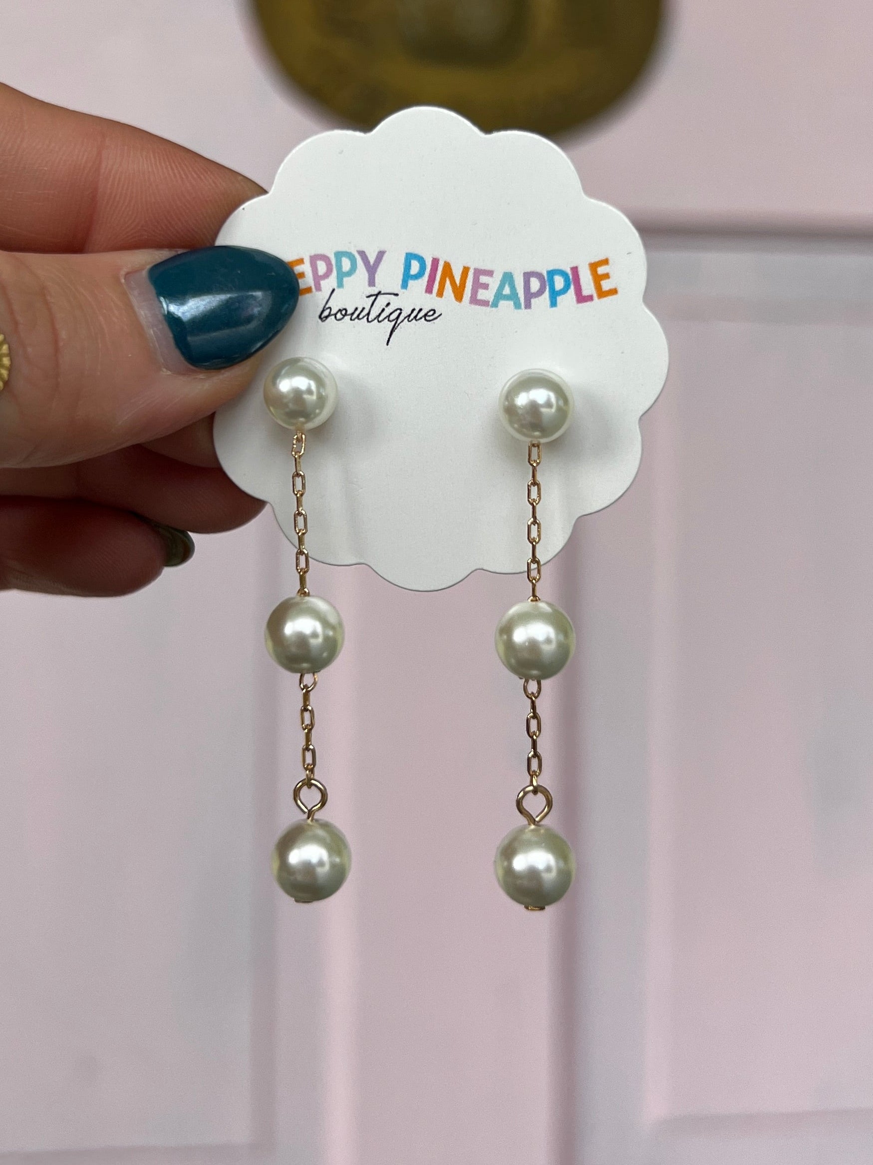 CCB Drop Earrings - Cream/Gold