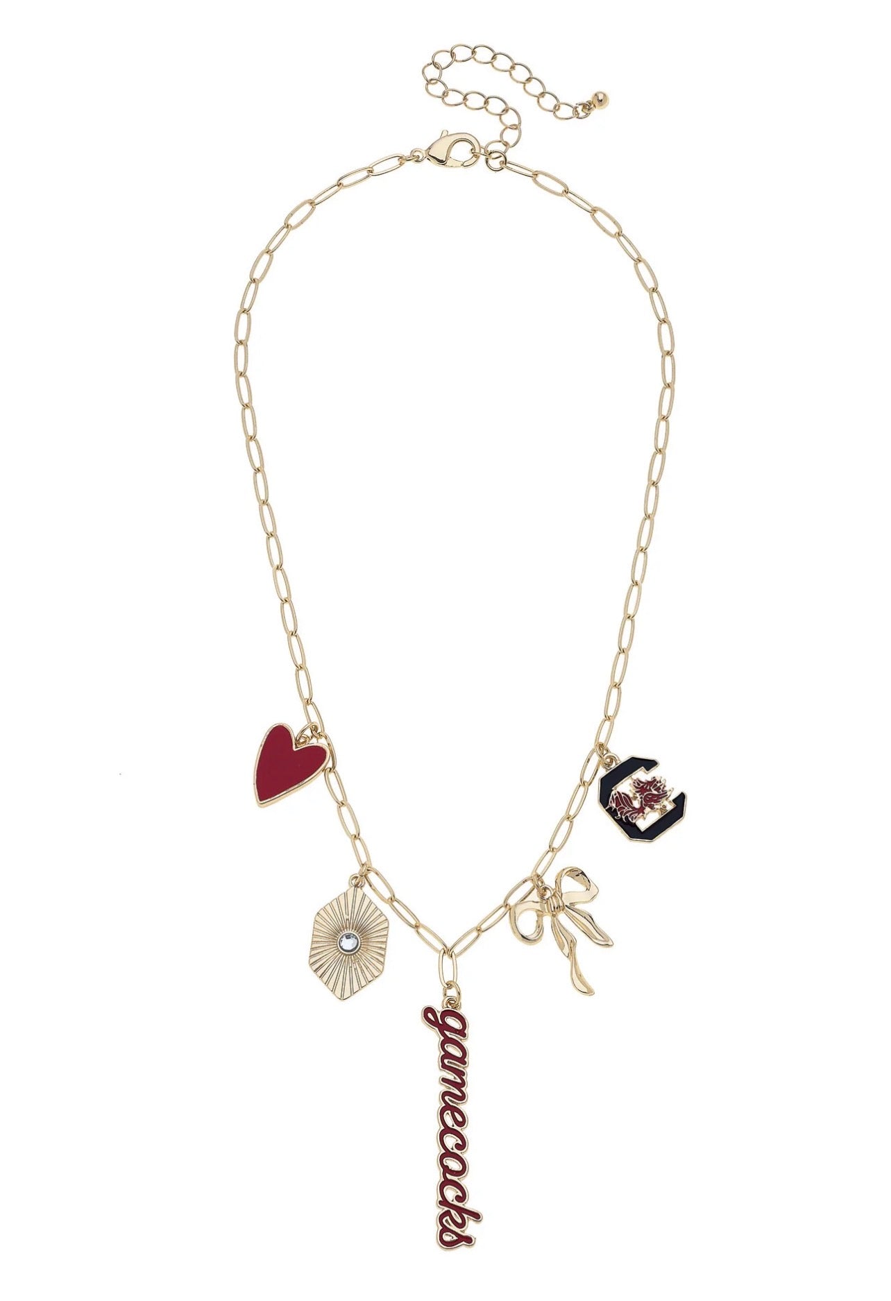 South Carolina Gamecocks Paper Clip Charm Collector Necklace - Gold