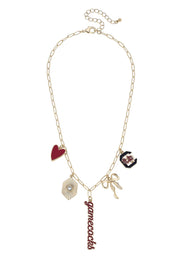South Carolina Gamecocks Paper Clip Charm Collector Necklace - Gold