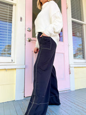 Calm Energy Wide Leg Crop Pants - Black