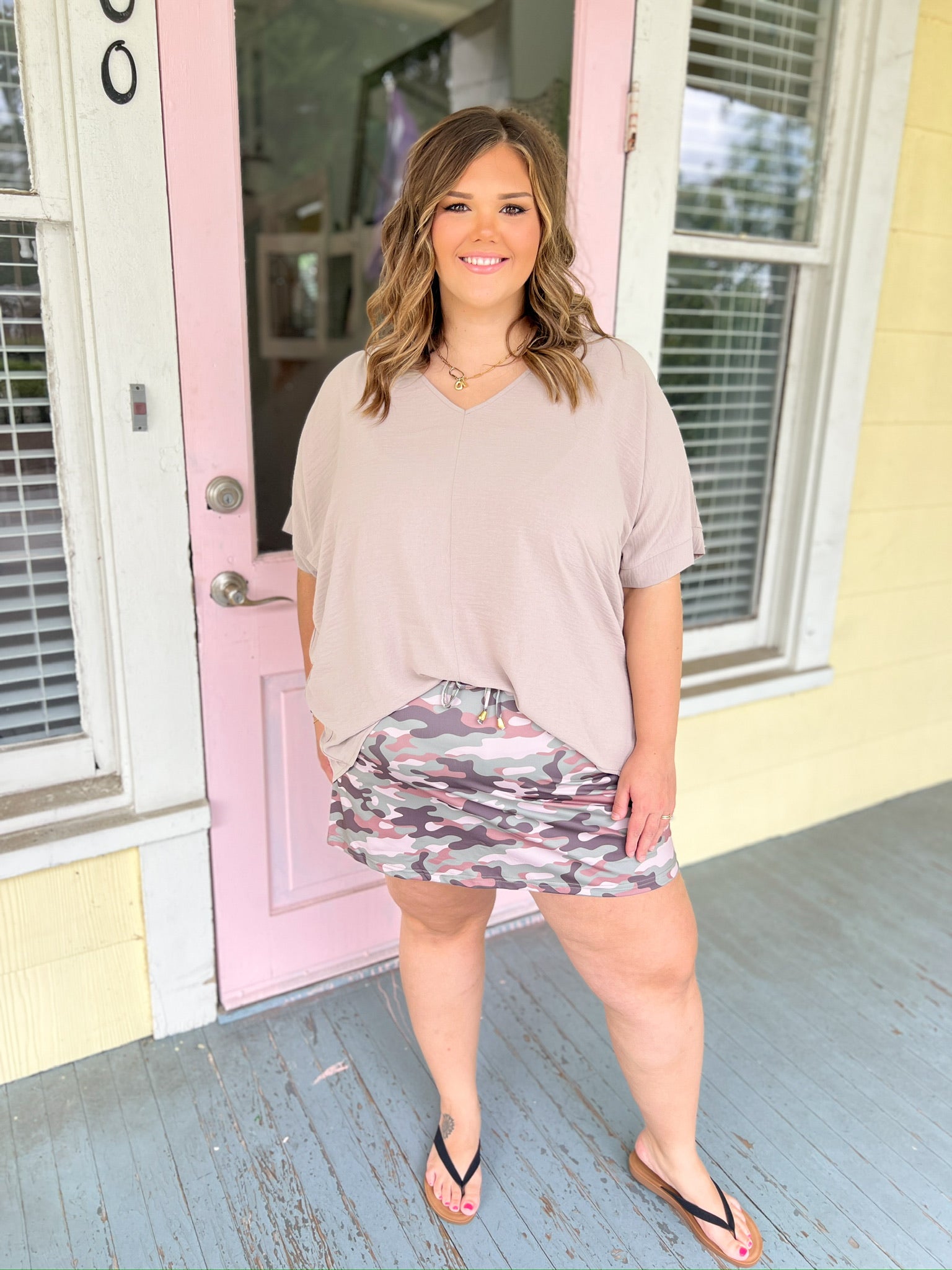 Call Back Later Woven Top - Lt. Mocha