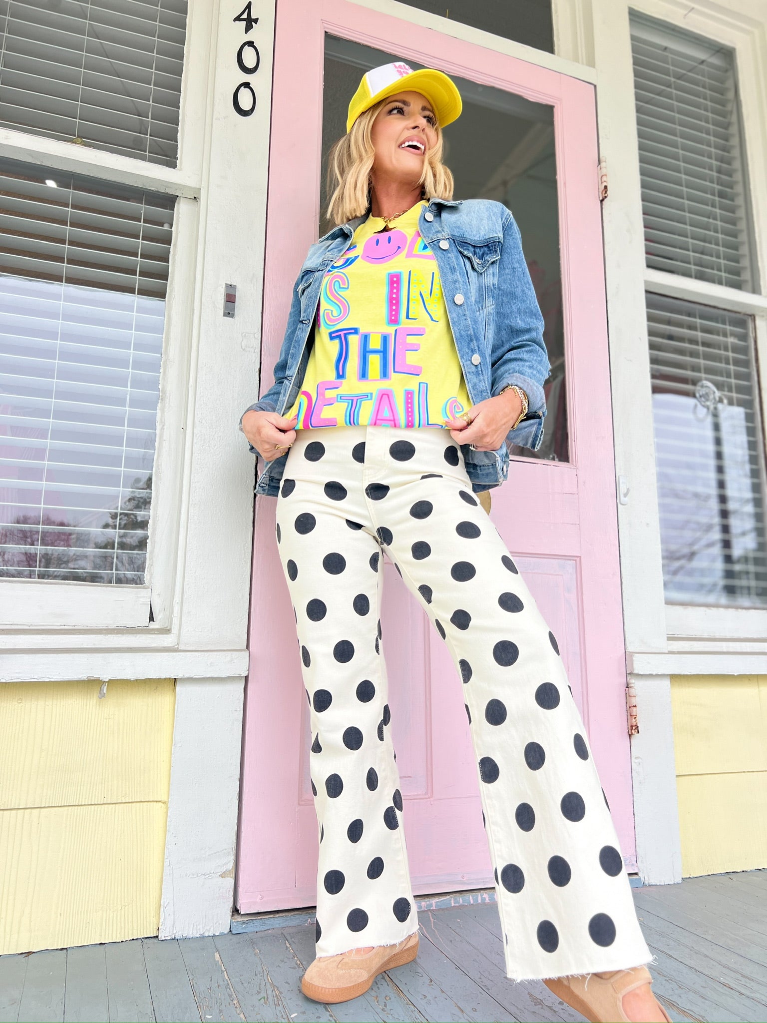 Loving The Dots Stretchy Denim Pants