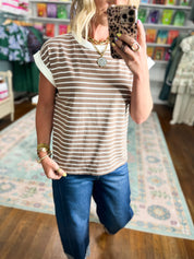 My Way Stripe Top - Mocha