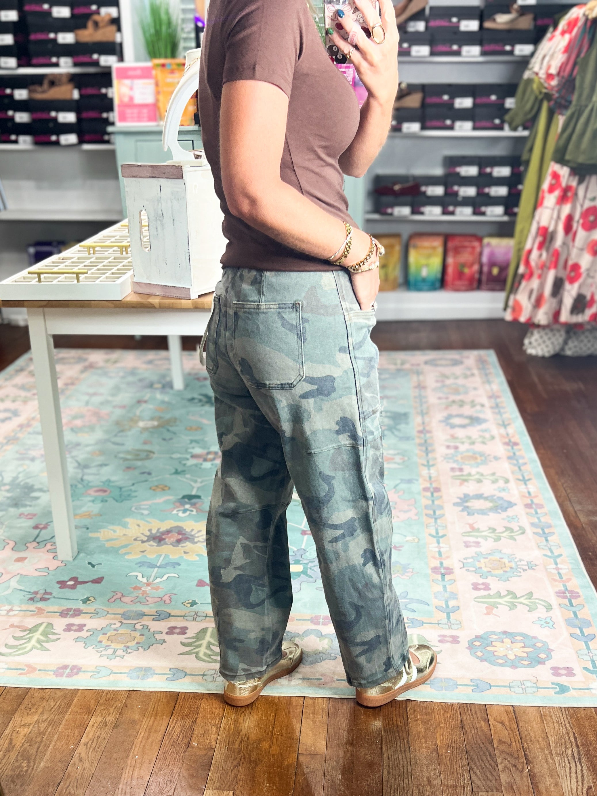 Risen| Slouchy Crop Barrel Camo Pants