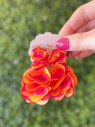 Fabric Flower  Drop Earrings