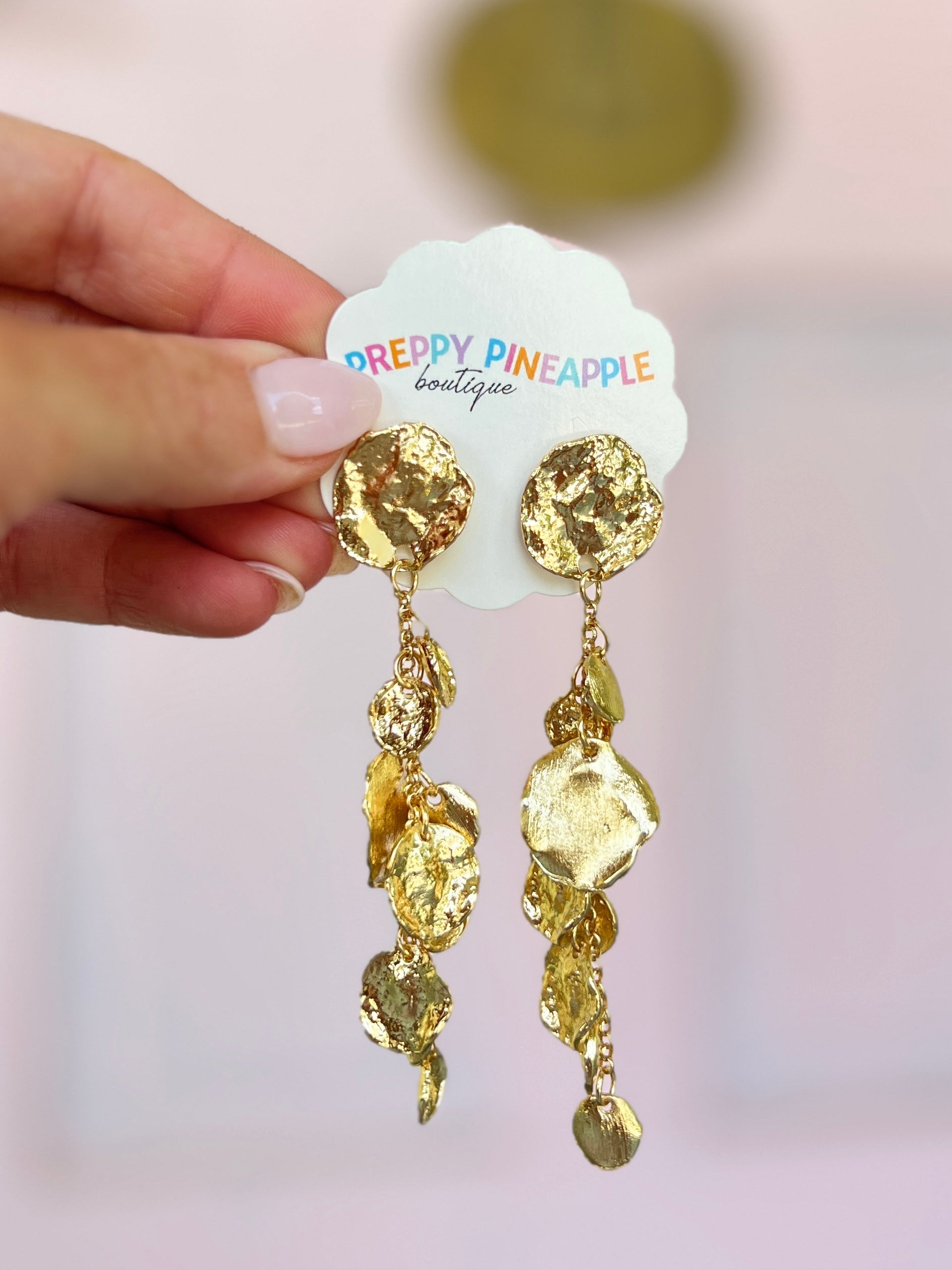 Organic Hammered Fringe Earrings