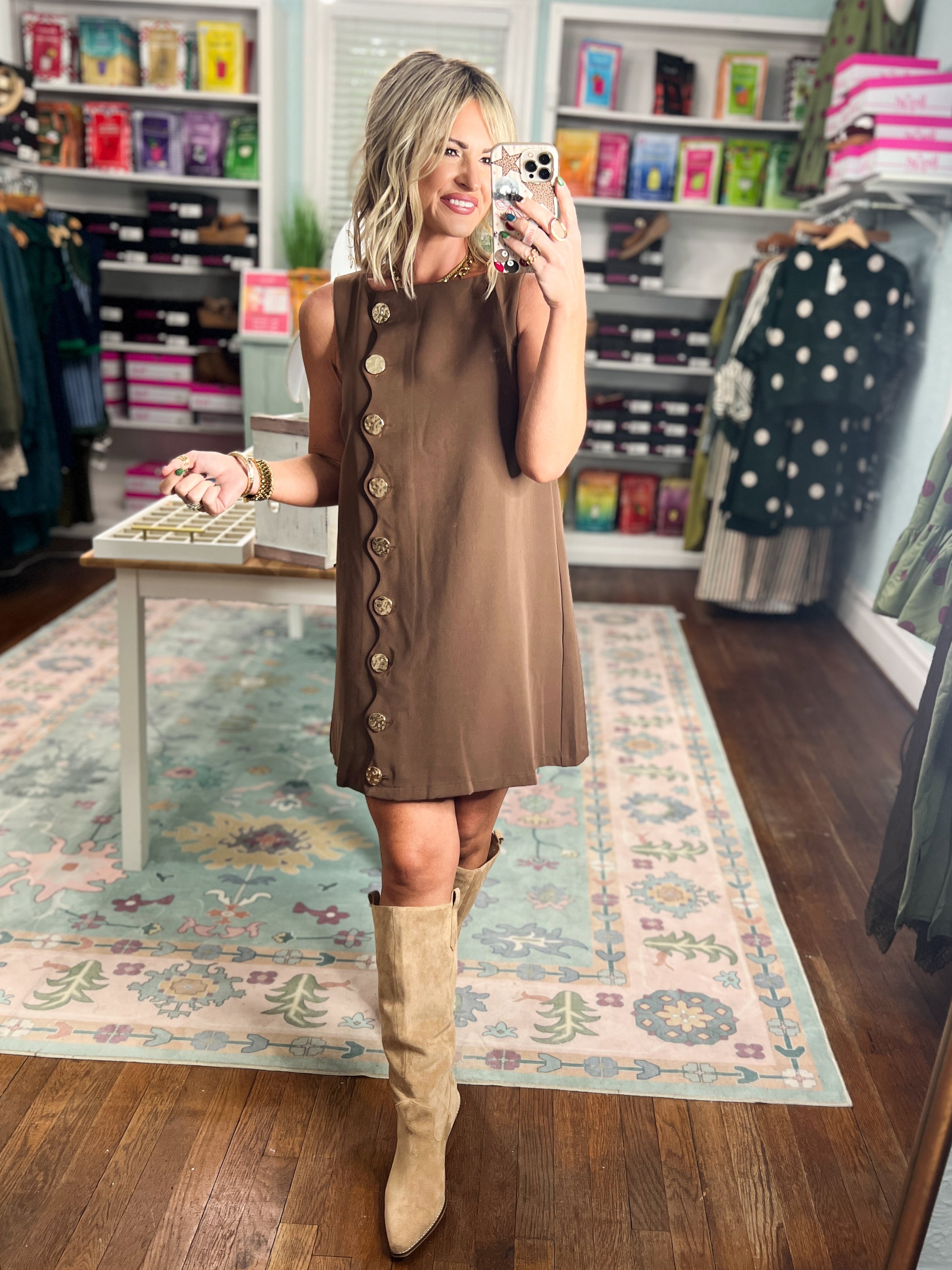Perfect Introduction Mini Dress - Brown