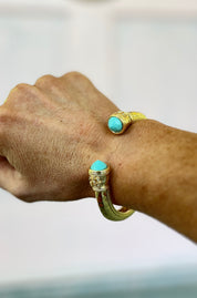 Jewel End Antique Cuff Bracelet- Turquoise
