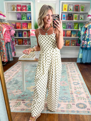 Timeless Polka Dot  Wide-Leg Jumpsuit - Cream/Moss