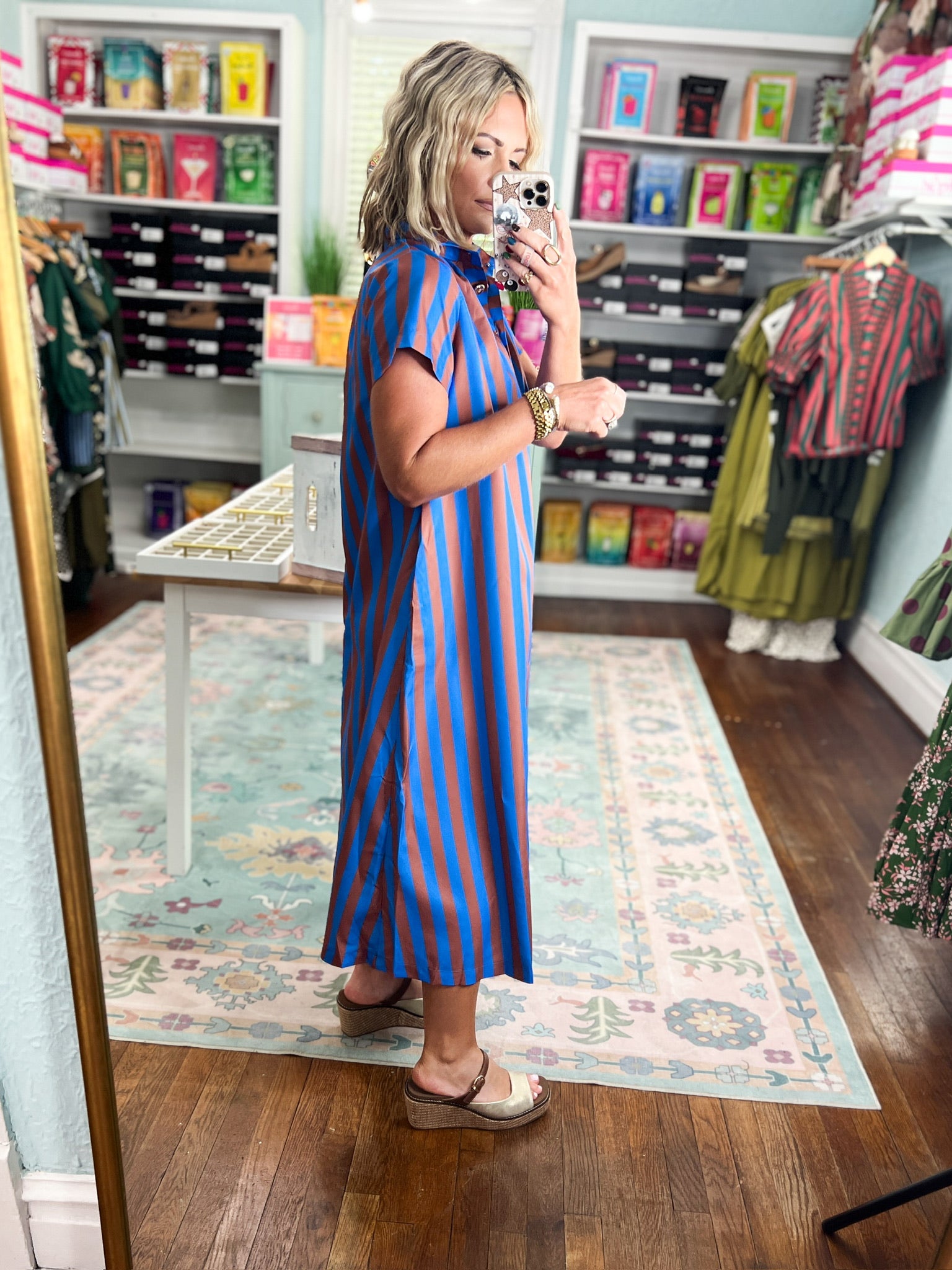 Perfect For You Striped Midi Dress - Royal