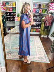 Perfect For You Striped Midi Dress - Royal