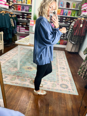 Simply Well Oversized Raw Edge Sweatshirt - Navy