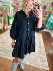The Certainty Tiered Shirt Dress