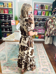 Fall in Bloom Floral Dress - Brown
