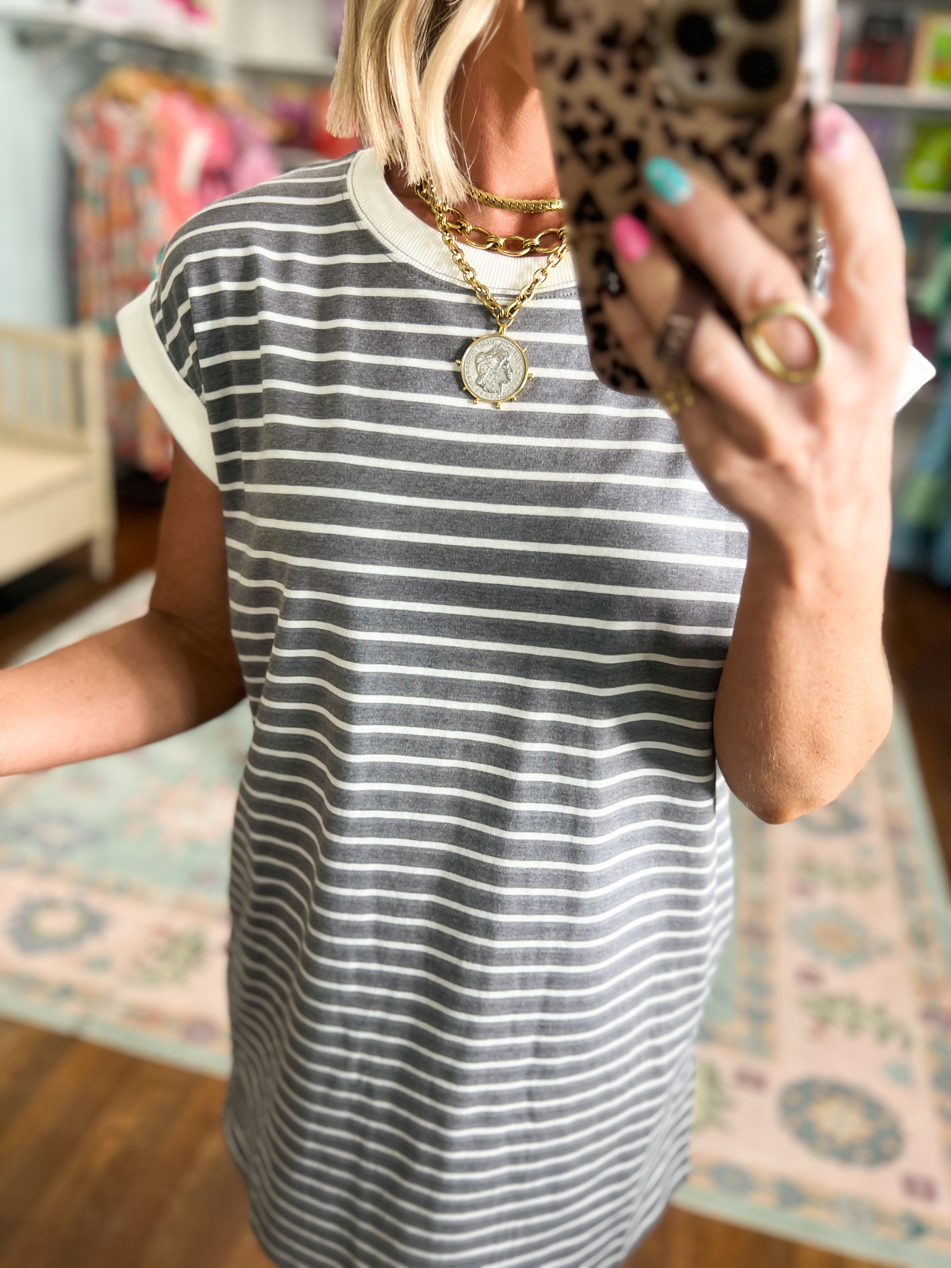 Always In Style T-Shirt Dress - Charcoal