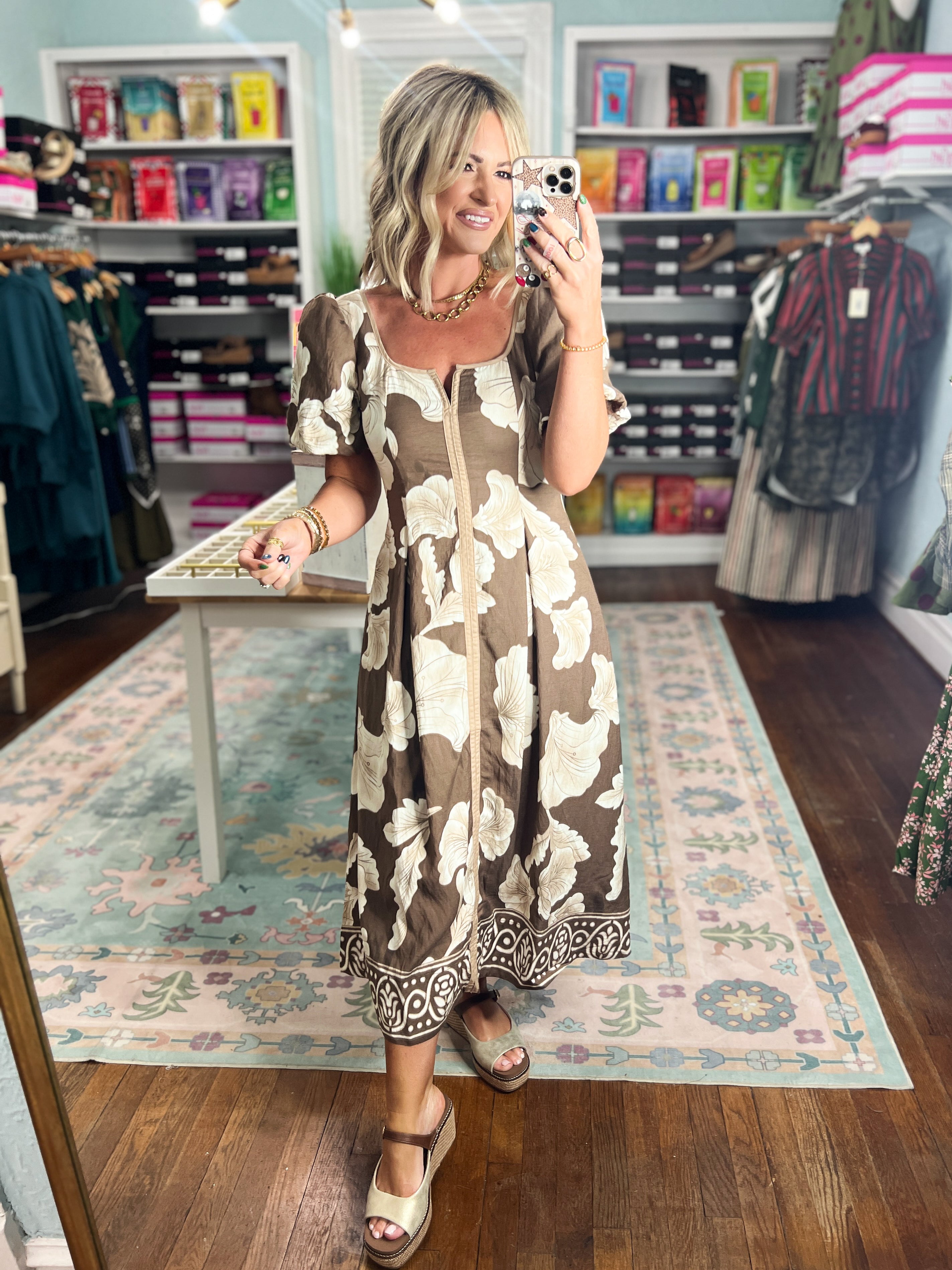 She's Got Grace Floral Dress - Brown