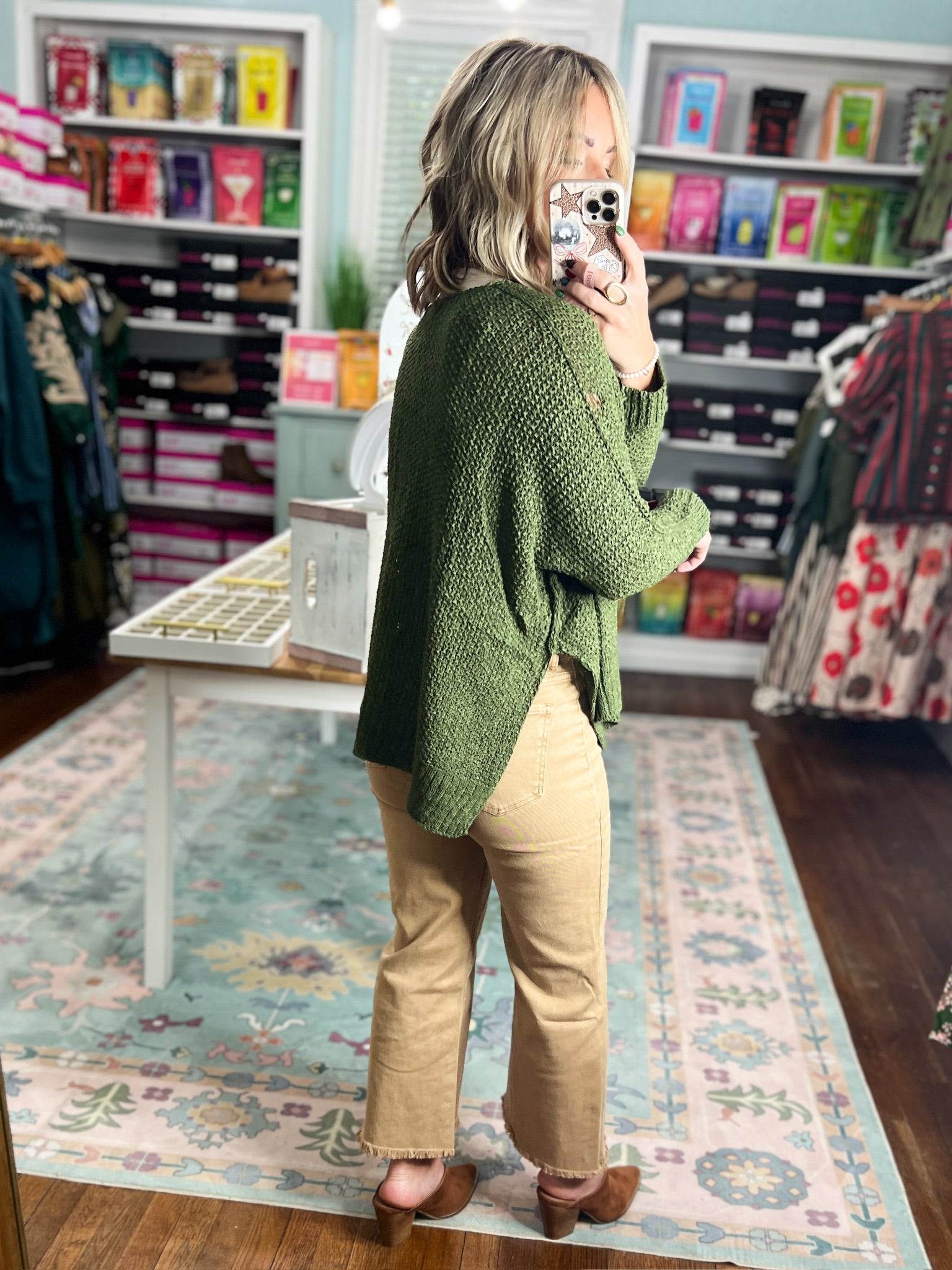 Why Not Dolman Sleeve Sweater Top - Lt. Olive