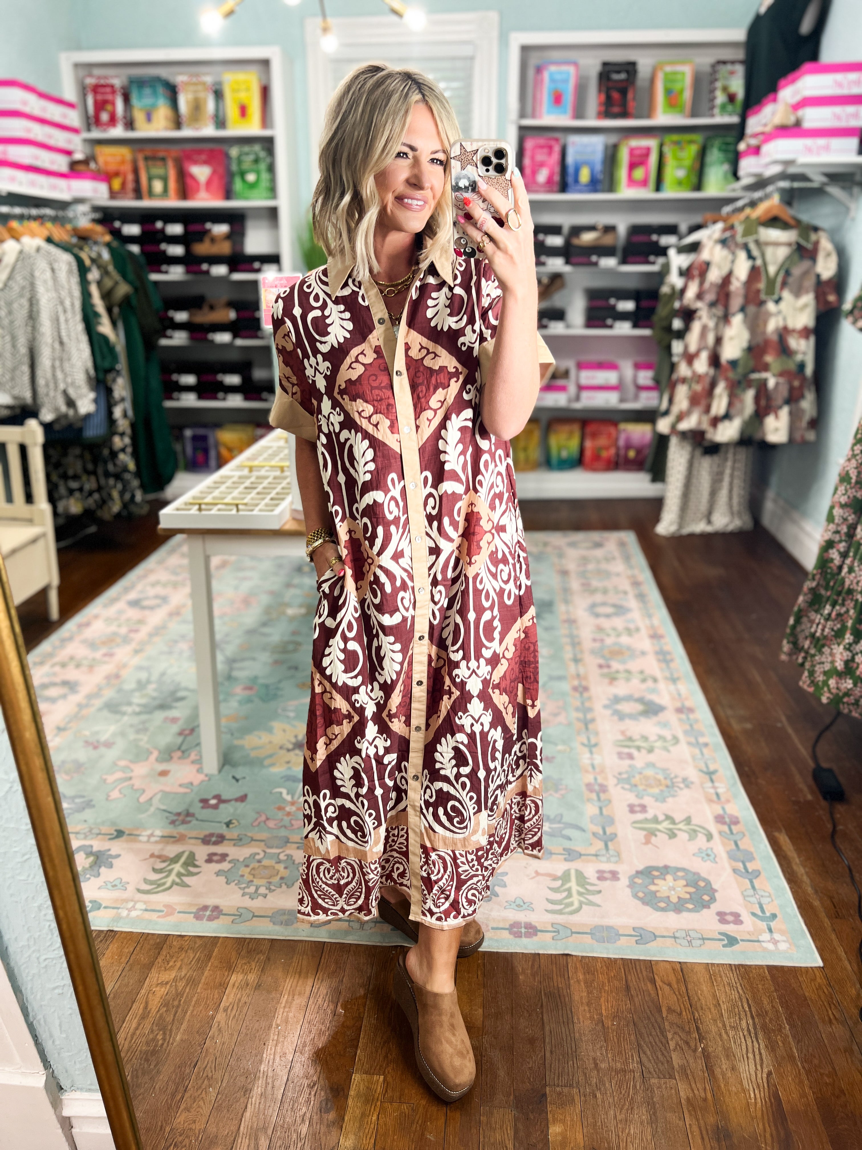 Brunch Date Midi Dress - Cinnamon