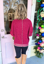 Crisp Breeze Mock Neck Sweater - Cabernet