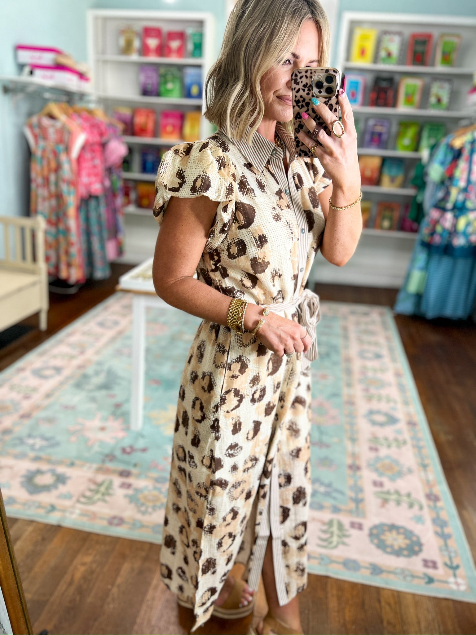 Perfect for You Leopard Print Midi Dress - Sand