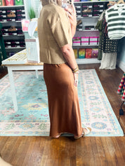 Shared With You Satin Skirt - Rust