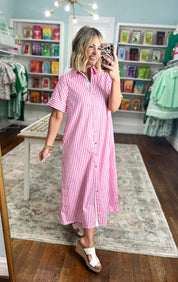 Just For You Shirt Dress - Lt. Pink