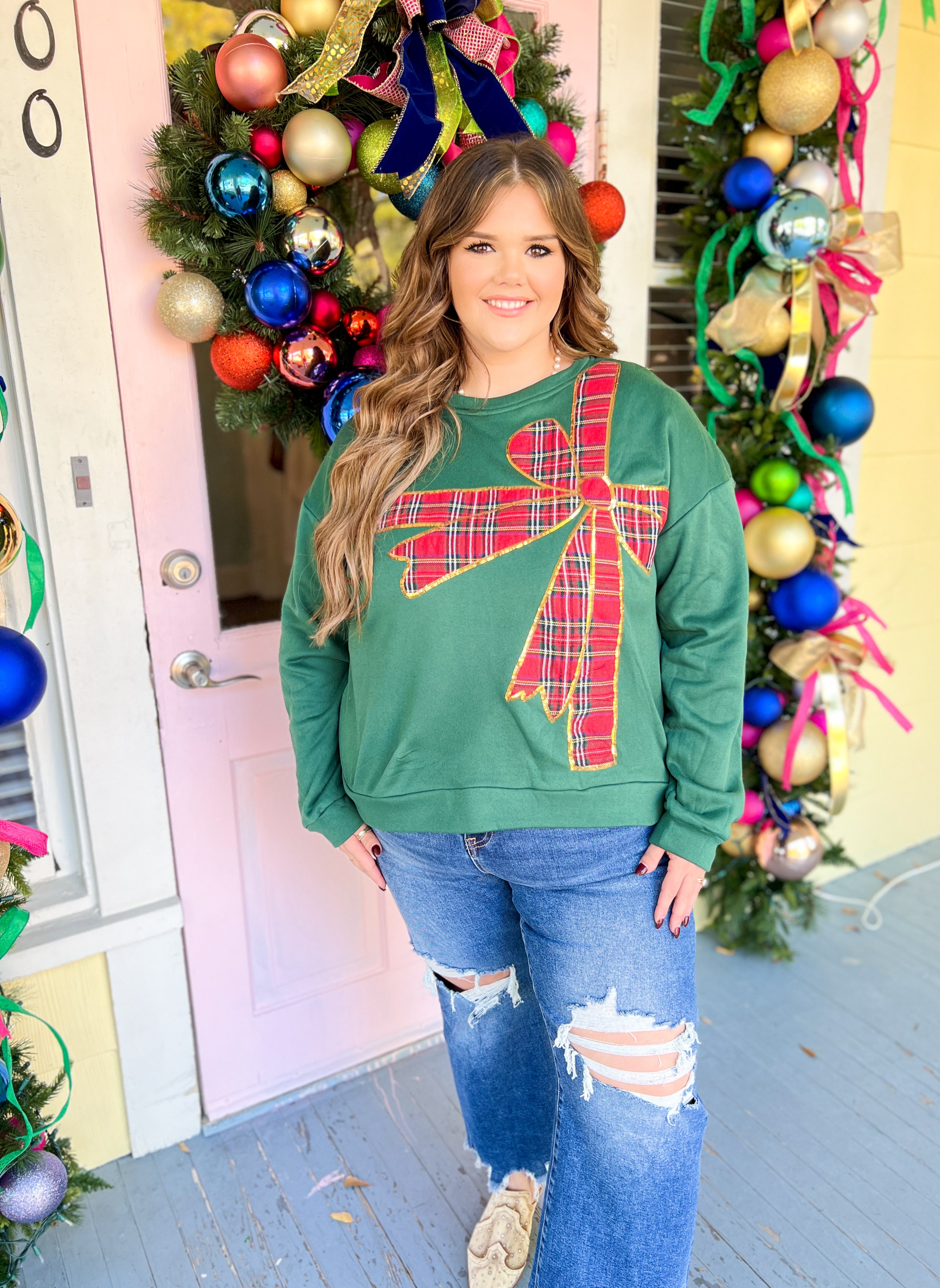 Be the Joy Fleece Pullover - Green/Red Plaid