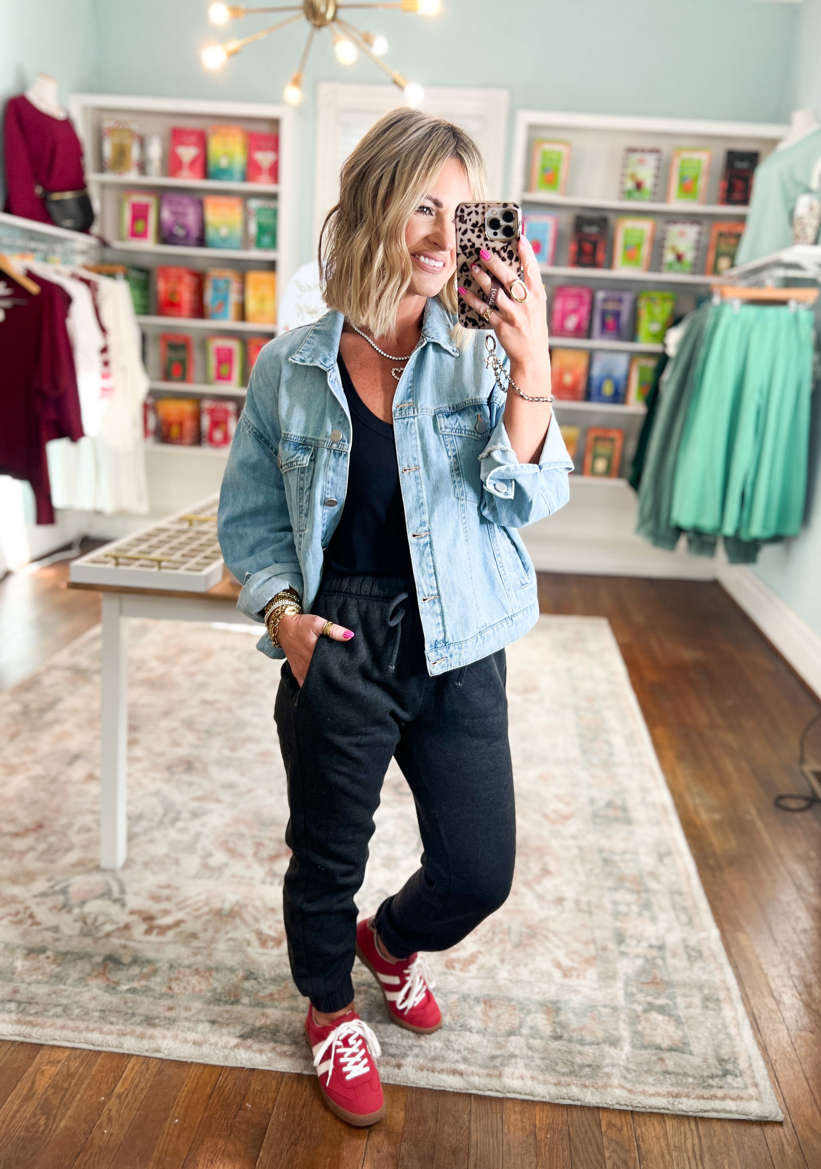 Carefree Agenda Acid Wash Joggers - Heathered Black