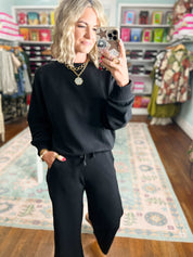 Effortless Fit Luxe Crew Neck TOP - Black