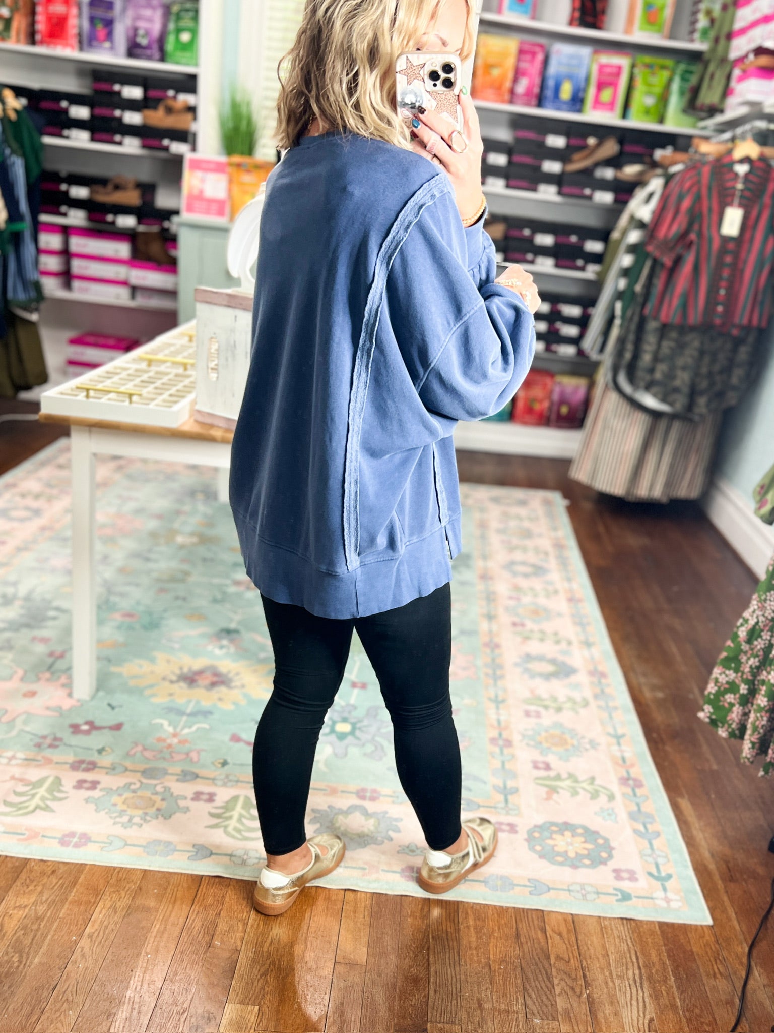 Simply Well Oversized Raw Edge Sweatshirt - Navy