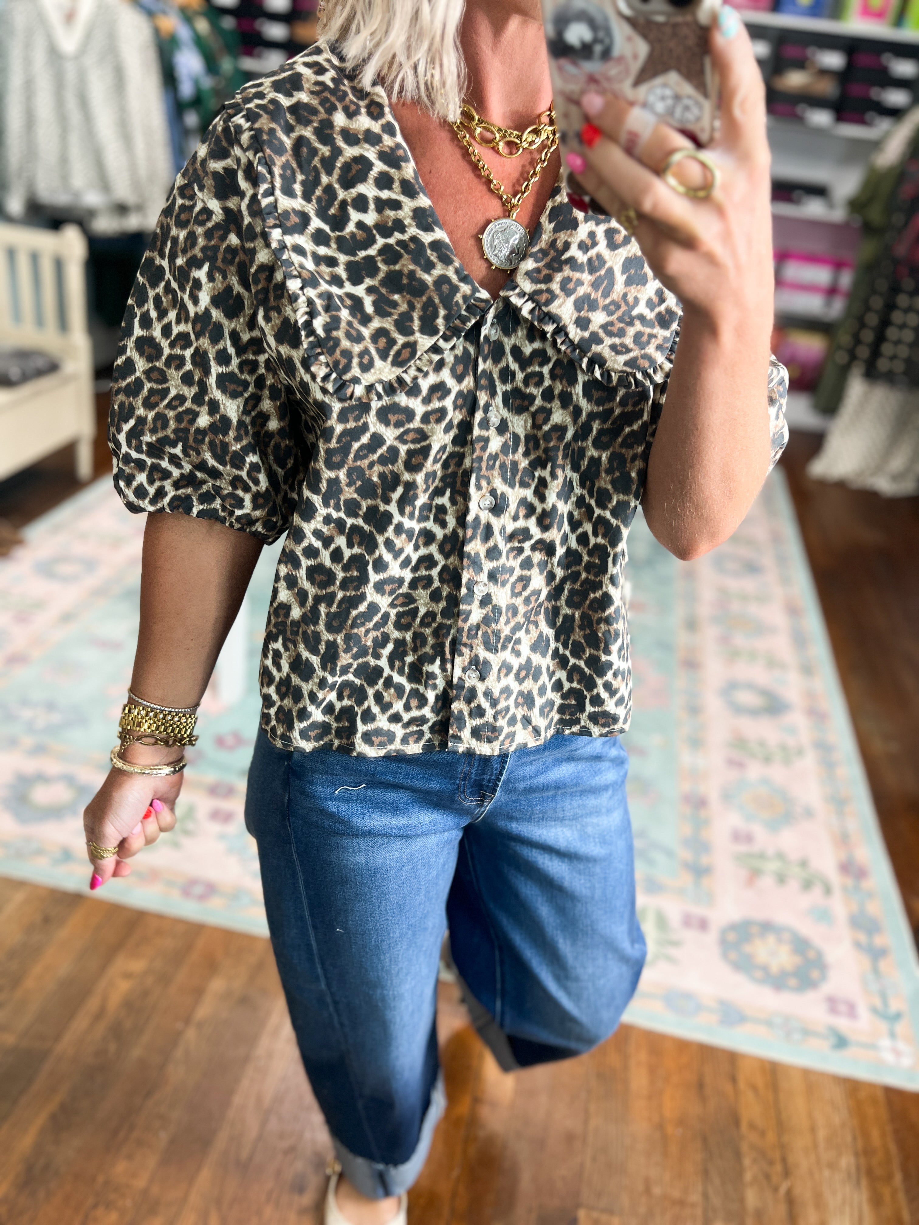Feeling Fun Leopard Print Blouse