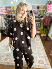 Polka Party Sweater TOP - Brown