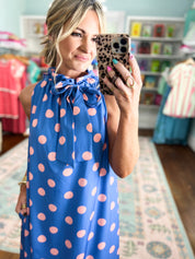 Pretty in Polka Maxi Dress - Blue/Pink
