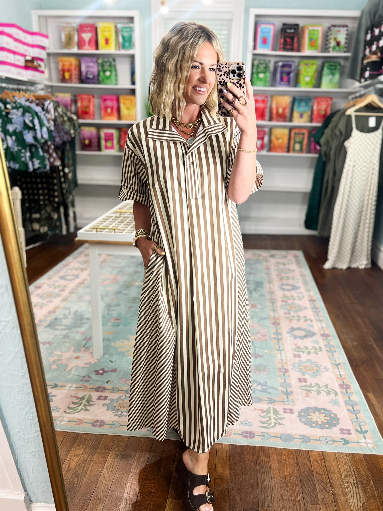 Mocha Charm Stripe Dress