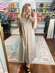Mocha Charm Stripe Dress
