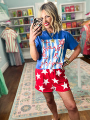 Cosmic Cutie French Terry Shorts - Red
