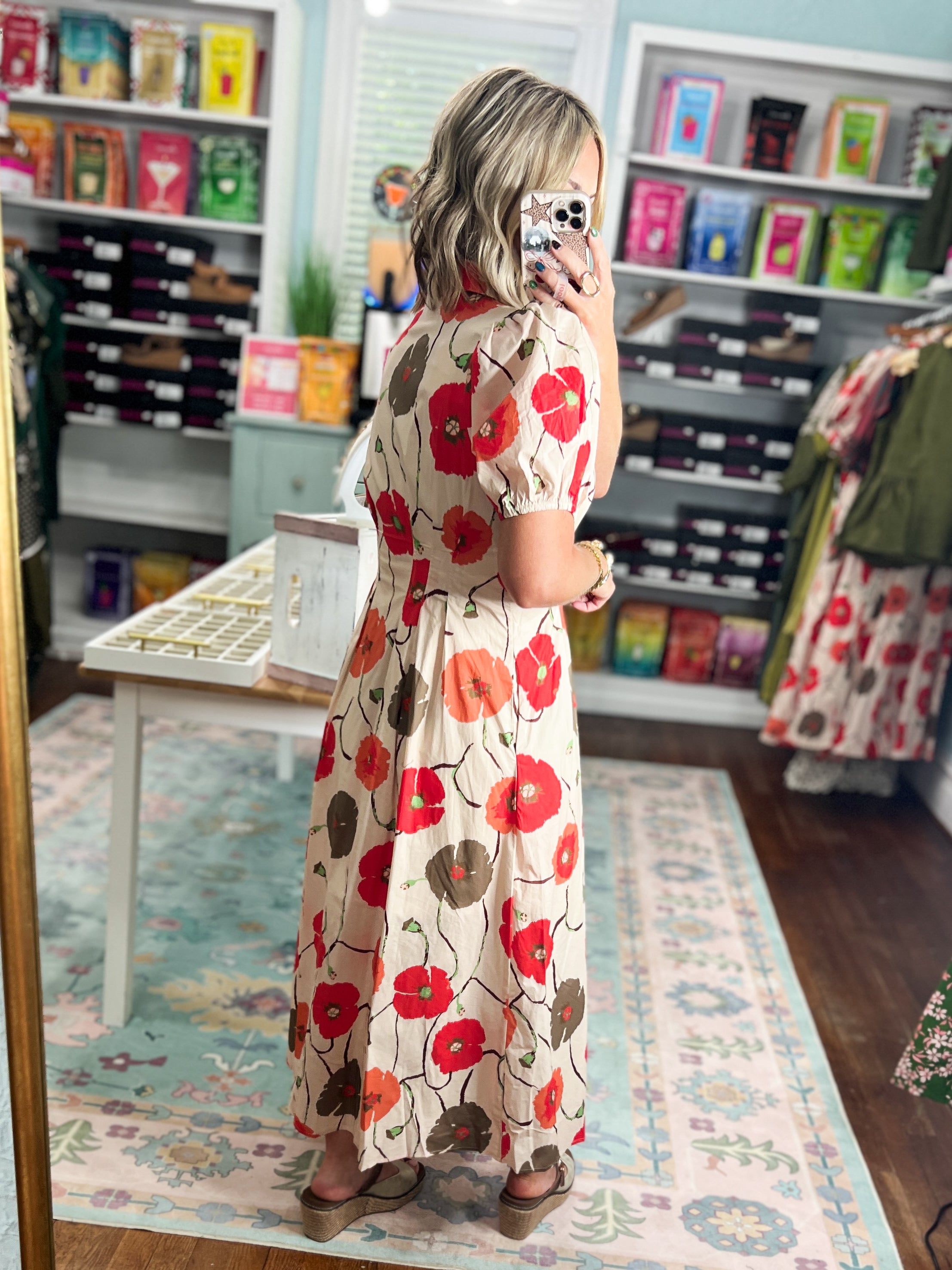 Poppy Garden Midi Dress
