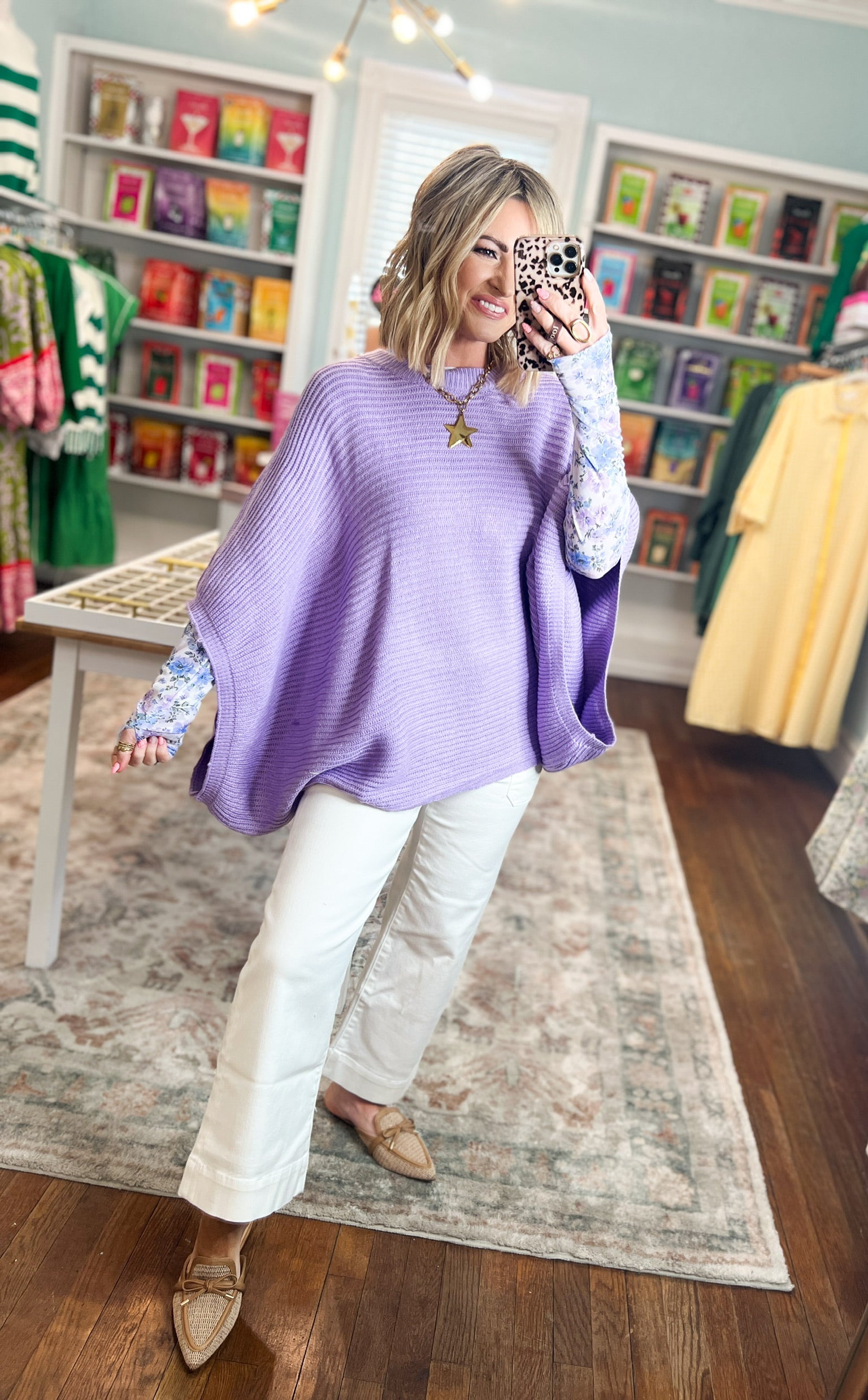 Spring Meg Pullover Poncho Sweater - Purple