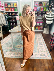 Shared With You Satin Skirt - Rust