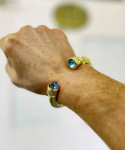 Jewel End Antique Cuff Bracelet- Sapphire