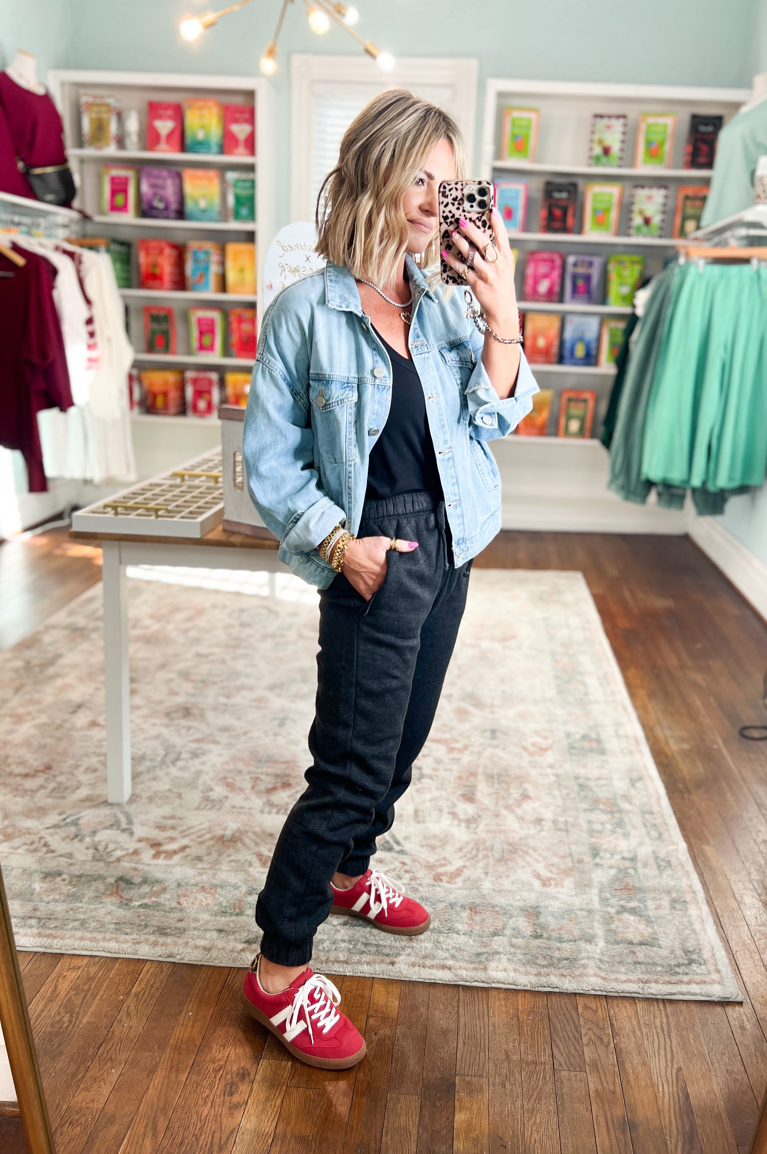 Carefree Agenda Acid Wash Joggers - Heathered Black