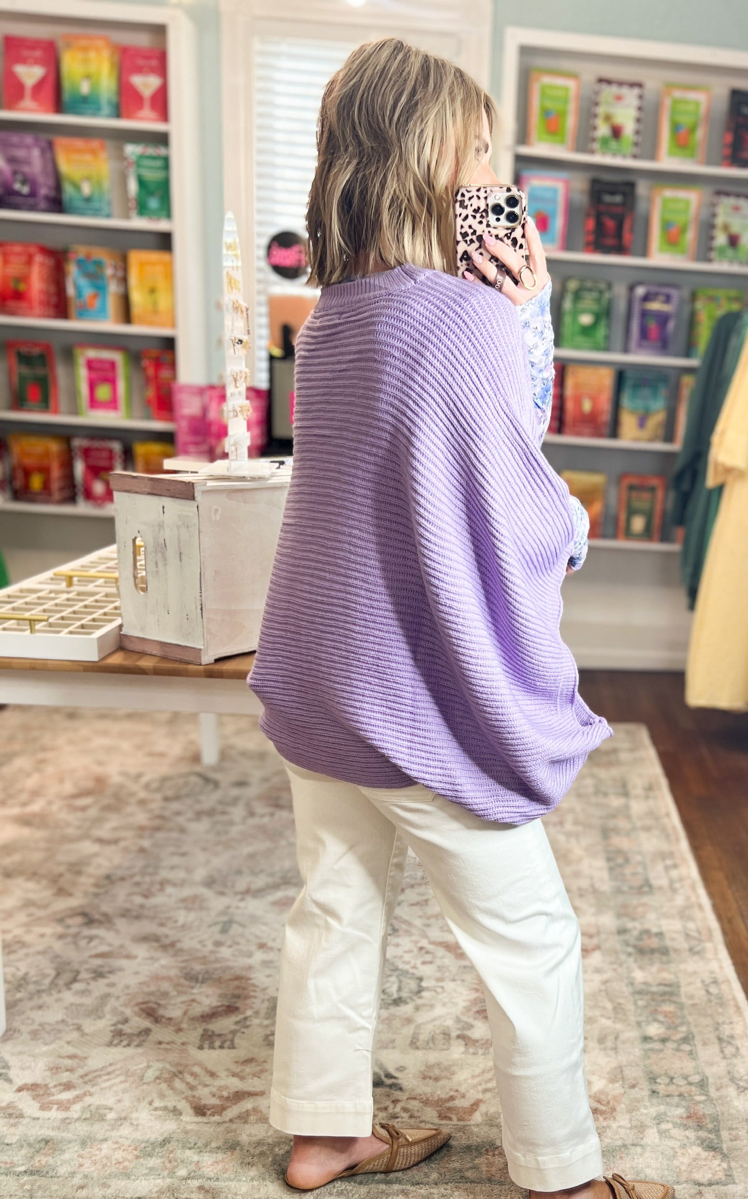 Spring Meg Pullover Poncho Sweater - Purple