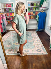 Just Stay Washed T-Shirt Dress - Ash Jade