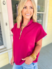 Send a Message Half Zip Top - Cabernet